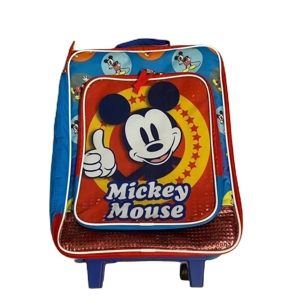 Disney Mickey Mouse Rolling Carry On Luggage Suitcase Red Blue Kids